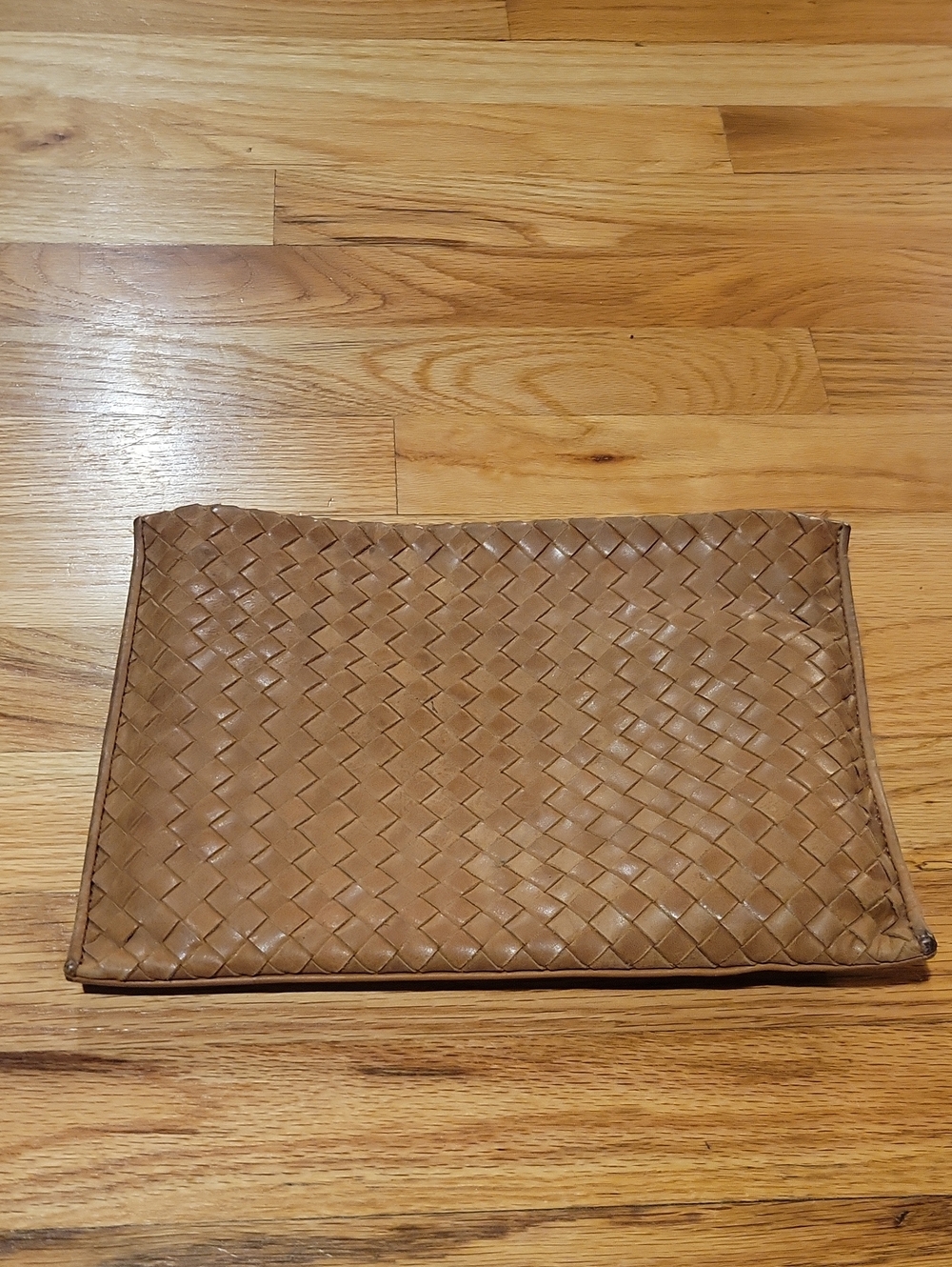 Liebeskind Caramel Woven Leather Purse/Clutch with Strap **flaw**
